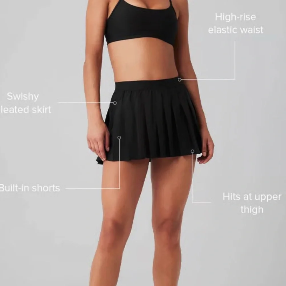 ALO Yoga Black Varsity Tennis Skirt